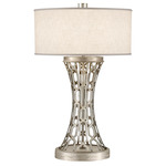 Allegretto Hourglass Table Lamp - White Linen / Silver Leaf