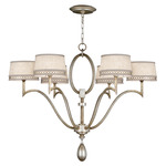 Allegretto Tall Chandelier - White Linen / Silver Leaf