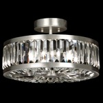 Crystal Enchantment Round Semi Flush Ceiling Light - Silver Leaf / Crystal