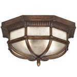 Holland Park Outdoor Flush Mount - Antique Bronze / Seedy Glass