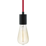 SoCo Modern Socket Pendant - Black / Red Cord