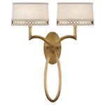 Allegretto Duo Wall Sconce - White Linen / Gold Leaf