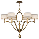 Allegretto Tall Chandelier - White Linen / Gold Leaf