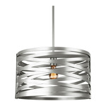 Tempest Drum Pendant - Metallic Beige Silver / No Glass