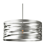 Tempest Drum Pendant - Metallic Beige Silver / No Glass