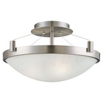 Suspended Semi Flush Mount - Brushed Nickel / White