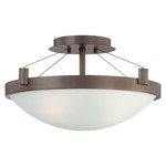 Suspended Semi Flush Mount - Copper Bronze Patina / White