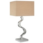 Portables P729 Table Lamp - Chrome / Grey Cross Silk