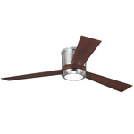 Clarity Hugger Ceiling Fan With Light - Brushed Steel/Teak / Teak