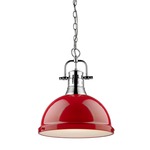 Duncan Chain Pendant with Diffuser - Chrome / Red / Frosted