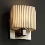 Modular ADA Oval Wall Sconce - Brushed Nickel / Pleats Porcelain