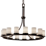 Dakota 15 Light Single Tier Chandelier - Dark Bronze / Opal