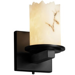 Dakota Cylinder Broken Rim Lumenaria Wall Sconce - Matte Black / Faux Alabaster