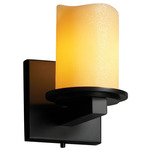 Dakota 8771 Cylinder with Melted Rim Wall Sconce - Matte Black / Amber