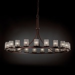 Dakota 21 Light Single Tier Chandelier - Dark Bronze / Wire Cage Cylinder with Blown Glass