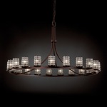 Dakota 21 Light Single Tier Chandelier - Dark Bronze / Wire Cage Cylinder w/Blown Glass