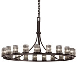 Dakota 21 Light Single Tier Chandelier - Matte Black / Wire Cage Cylinder with Blown Glass