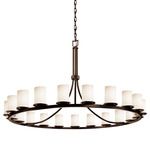 Dakota 21 Light Single Tier Chandelier - Dark Bronze / Opal Cylinder