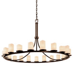 Dakota Single Tier Cylinder Melted Rim Chandelier - Dark Bronze / Cream