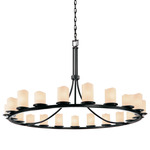 Dakota Single Tier Cylinder Melted Rim Chandelier - Matte Black / Cream