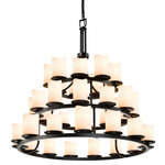 Dakota Three Tier Cylinder Melted Rim Chandelier - Dark Bronze / Cream