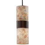 Dakota Up/Down Light Flat Rim Pendant  - Dark Bronze / Alabaster Rocks