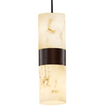 Dakota Up/Down Light Flat Rim Pendant - Dark Bronze / Faux Alabaster