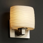 Modular Oval Limoges Wall Sconce - Brushed Nickel / Waves Porcelain