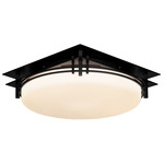 Banded Ceiling Light Fixture - Black / Opal