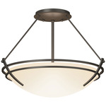 Presidio Tryne Semi Flush Ceiling Light - Dark Smoke / Opal