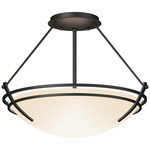 Presidio Tryne Semi Flush Ceiling Light - Black / Opal