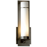 New Town Cylinder Wall Sconce - Dark Smoke / Opal