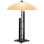 Metra Glass Shade Double Table Lamp - Black / Opal