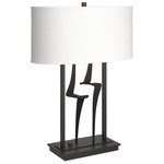 Antasia Oval Table Lamp - Black / Natural Anna