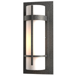 Banded Small Outdoor Wall Sconce - Coastal Natural Iron / Opal