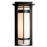 Banded Top Plate Outdoor Wall Sconce - Coastal Black / Opal