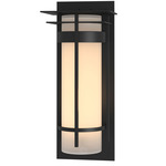 Banded Top Plate Outdoor Wall Sconce - Coastal Black / Opal