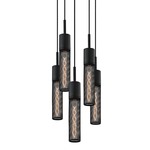 Gotham Multi Light Pendant - Textured Black / Black Mesh