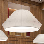 Mei 90 Pendant - Satin Nickel / White Translucent Ribbon