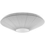 Siam 80 Semi-Flush Ceiling Lamp - Satin Nickel / White Translucent Ribbon