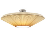 Siam 80 Semi-Flush Ceiling Lamp - Satin Nickel / Cream Translucent Ribbon
