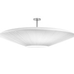 Siam 03 Semi-Flush Ceiling Lamp - Satin Nickel / White Translucent Ribbon