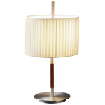 Danona Table Lamp - Satin Nickel / Dark Leather / Cream Translucent Ribbon