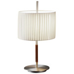 Danona Table Lamp - Satin Nickel / Dark Leather / White Translucent Ribbon