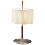 Danona Table Lamp - Satin Nickel / Dark Leather / Cream Translucent Ribbon