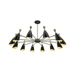 Duke 12 Chandelier - Gold / Glossy Black