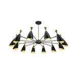 Duke 12 Chandelier - Gold / Glossy Black