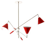 Sinatra Swing Arm Chandelier - Nickel Plated / Glossy Red