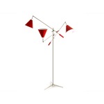 Sinatra Swing Three Arm Floor Lamp - Nickel Plated / Glossy Red