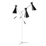 Stanley Adjustable Arm Floor Lamp - Nickel Plated / Glossy Black